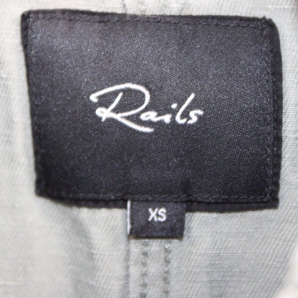 Rails Jacket Collins Olive Green Full‎ Zip Snap Military Utility XS Linen Blend - Picture 2 of 3